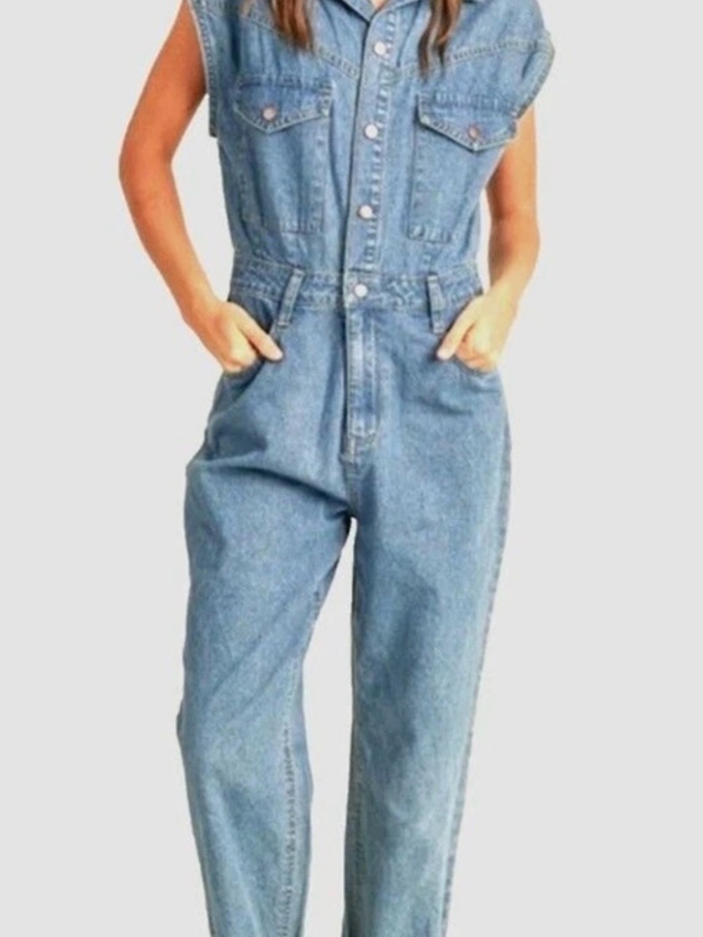 Blank NYC Light Blue Denim Jumpsuit Jeans